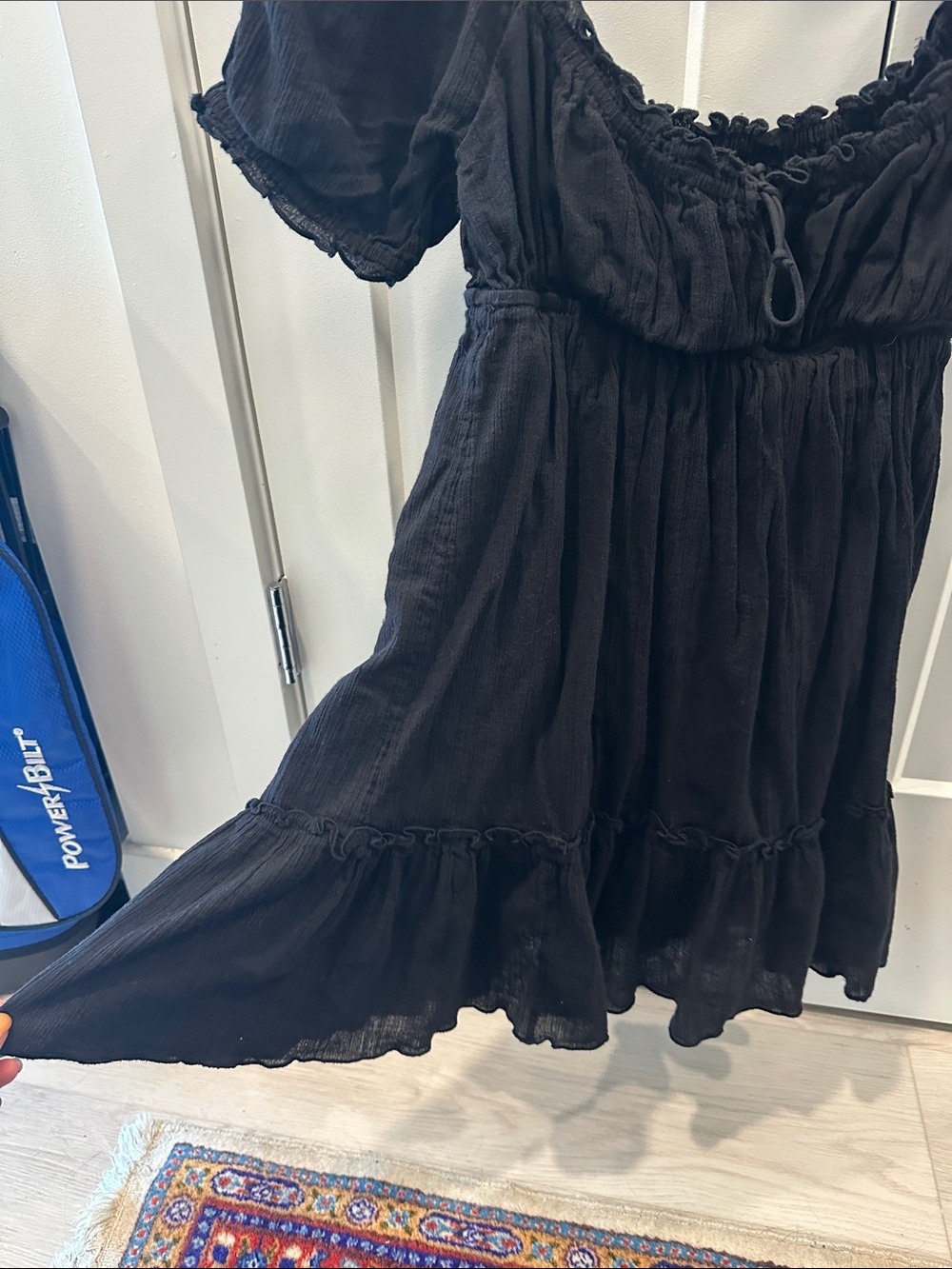 Sunday Best Black Babydoll Milkmaid Dress 100% Cotton - Picture 3 of 5